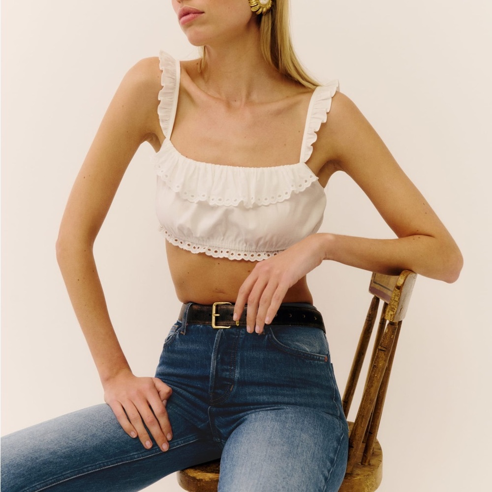 Reformation White romee Ruffle set - Picture 2 of 7